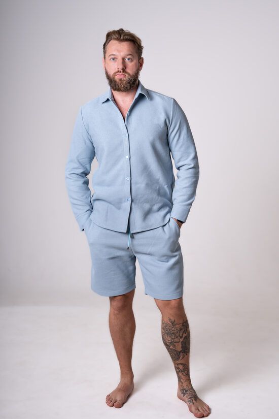 Vaflinio audinuko rinkinukas marškiniai ir šortai